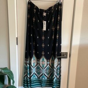 Chico's Black and Teal Maxi Skirt
